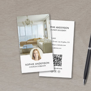 Tarjeta De Visita Personalizado Photo QR Profesional Interior Design