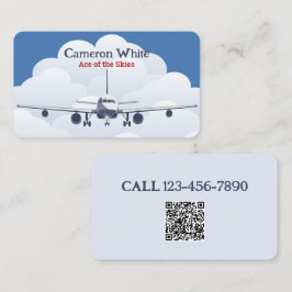 Tarjeta De Visita Personalizado piloto de aeronaves QR