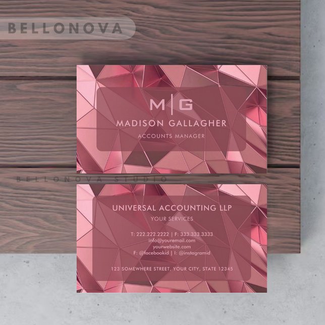 Tarjeta De Visita Personalizado Pink Purple Diamond Abstract Profess (Custom Pink Purple Diamond Abstract Professional Business Card)