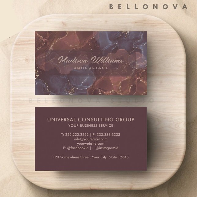 Tarjeta De Visita Personalizado Pink Purple Gold Purpurina Profesion (Custom Pink Purple Gold Glitter Professional Business Card)
