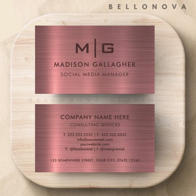 Tarjeta De Visita Personalizado Pink Purple Metalizado Style Profesi (Custom Pink Purple Metal Style Professional Business Card)