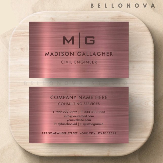 Tarjeta De Visita Personalizado Pink Purple Metalizado Style Profesi (Custom Pink Purple Metal Style Professional Business Card)