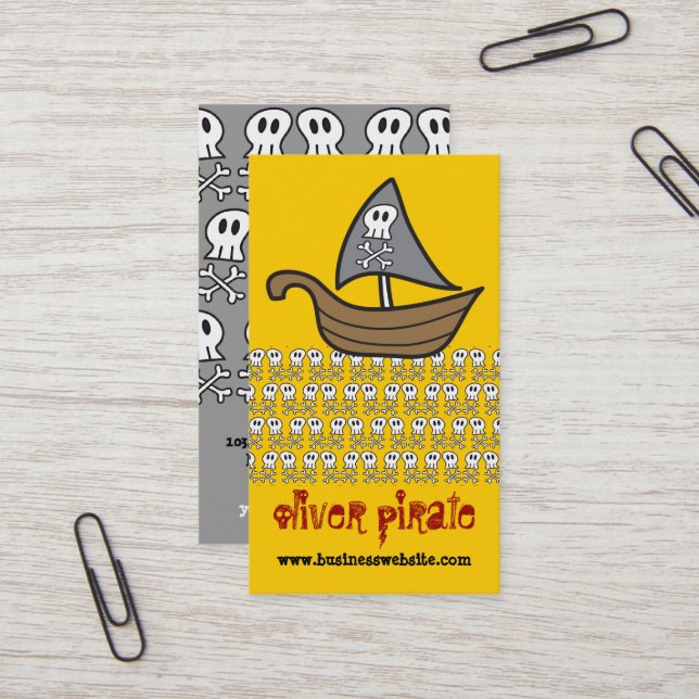 Tarjeta De Visita Personalizado Pirata Barco Skulls Huesos Chicos di (Anverso/Reverso In Situ)