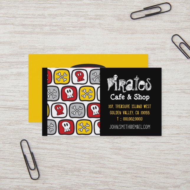 Tarjeta De Visita Personalizado Pirata Barco Skulls Huesos Chicos di (Anverso/Reverso In Situ)