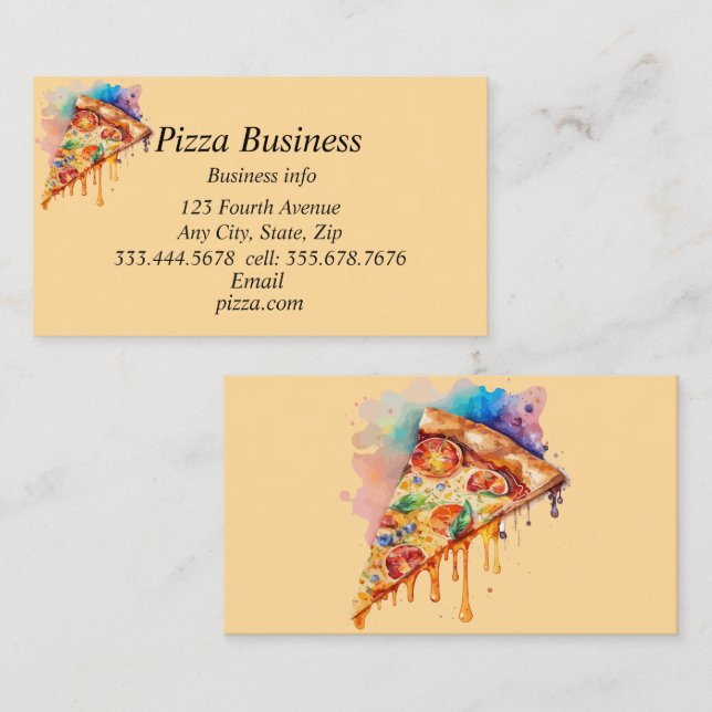 Tarjeta De Visita Personalizado Pizza Business Name (Anverso / Reverso)