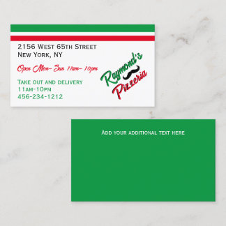 Tarjeta De Visita Personalizado Pizzeria