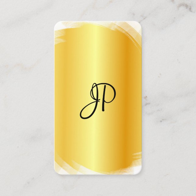 Tarjeta De Visita Personalizado Plantilla Moderna Elegante Faux Gold (Anverso)