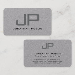 Tarjeta De Visita Personalizado Plantilla Monograma Gris Premium Luj