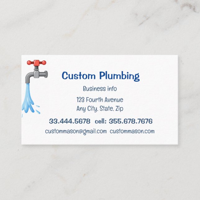 Tarjeta De Visita Personalizado Plumbing Contractors Business (Anverso)