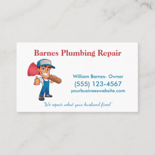 Tarjeta De Visita Personalizado Plunger Guy Professional Plumbing Se