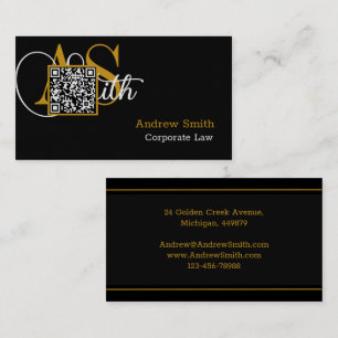 Tarjeta De Visita Personalizado Premium Black & Gold, código QR, pro