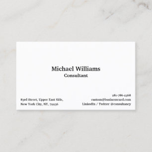 Tarjeta De Visita Personalizado profesional blanco simple Minimalist