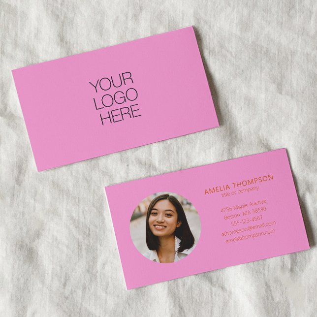 Tarjeta De Visita Personalizado Profesional Business Logo Photo Pink (Subido por el creador)