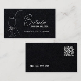 Tarjeta De Visita Personalizado profesional de Bartender QR Premium
