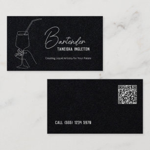 Tarjeta De Visita Personalizado profesional de Bartender QR Premium