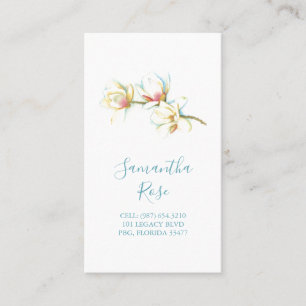 Tarjeta De Visita Personalizado Profesional de Flor de Magnolia Blan