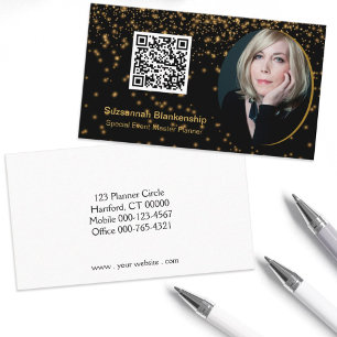Tarjeta De Visita Personalizado profesional de oro negro Foto Código