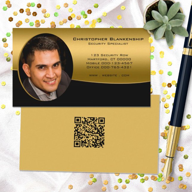 Tarjeta De Visita Personalizado profesional de oro negro Foto Código (Subido por el creador)