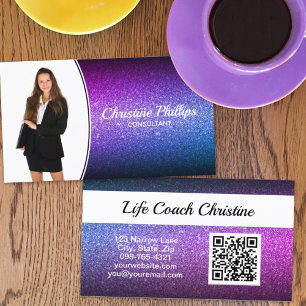 Tarjeta De Visita Personalizado profesional de Purpurina púrpura Omb