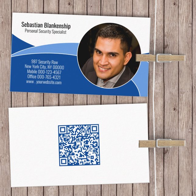 Tarjeta De Visita Personalizado profesional de seguridad azul Foto C (Subido por el creador)