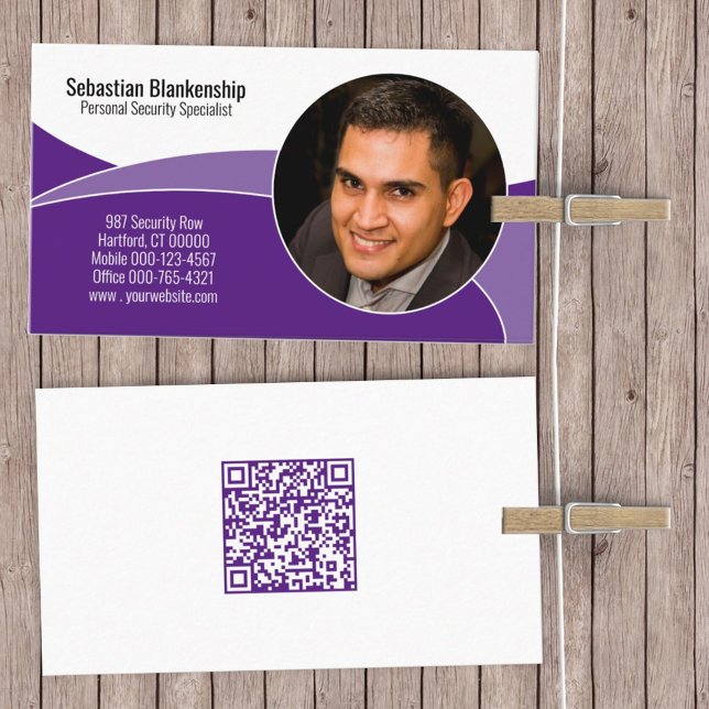 Tarjeta De Visita Personalizado profesional de seguridad púrpura Fot (Subido por el creador)