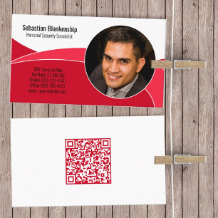 Tarjeta De Visita Personalizado profesional de seguridad roja Foto C