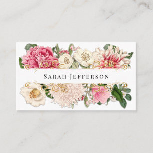 Tarjeta De Visita Personalizado profesional de Swirl Floral Gold con