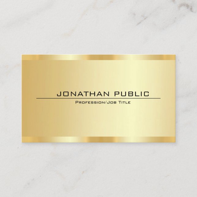 Tarjeta De Visita Personalizado Profesional Elegante Faux Gold Templ (Anverso)