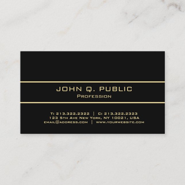 Tarjeta De Visita Personalizado Profesional Elegante Moderno Negro Y (Anverso)