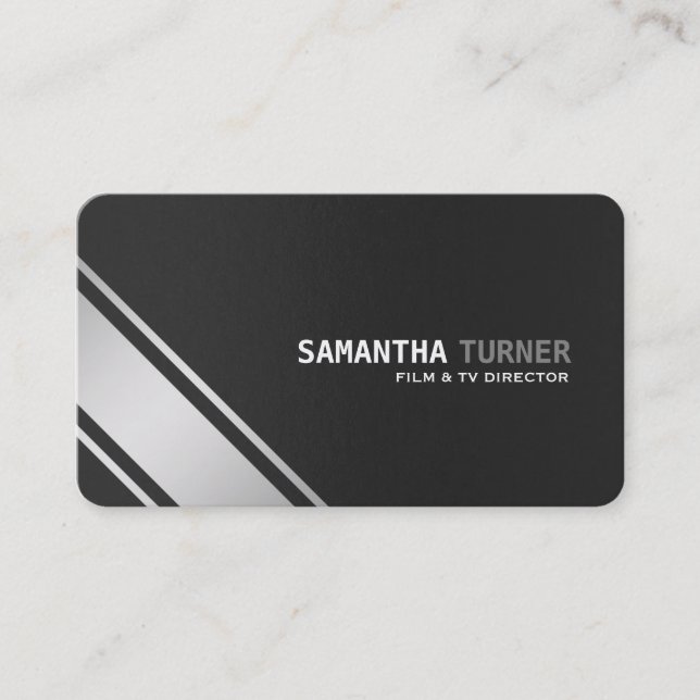 Tarjeta De Visita Personalizado profesional elegante plateado negro  (Anverso)