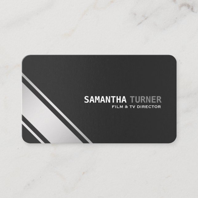 Tarjeta De Visita Personalizado profesional elegante plateado negro  (Anverso)