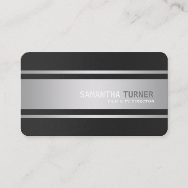 Tarjeta De Visita Personalizado profesional elegante plateado negro  (Anverso)