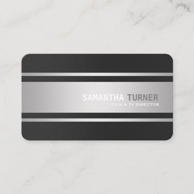 Tarjeta De Visita Personalizado profesional elegante plateado negro  (Anverso)