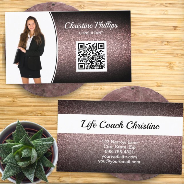 Tarjeta De Visita Personalizado profesional Marsala Ombre Purpurina  (Subido por el creador)