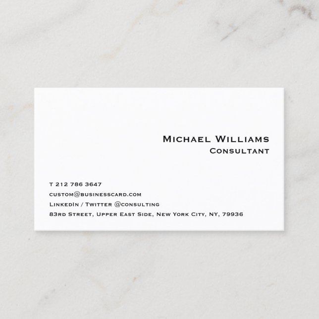 Tarjeta De Visita Personalizado Profesional Moderno Blanco Minimalis (Anverso)