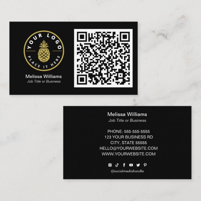 Tarjeta De Visita Personalizado profesional moderno de código QR log (Anverso / Reverso)
