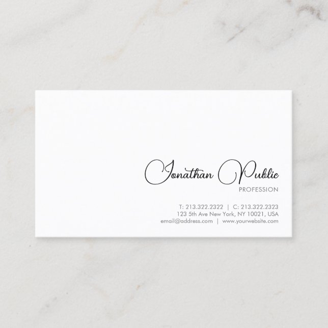 Tarjeta De Visita Personalizado Profesional Moderno Elegante Simple (Anverso)