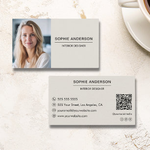 Tarjeta De Visita Personalizado profesional moderno Foto Código QR