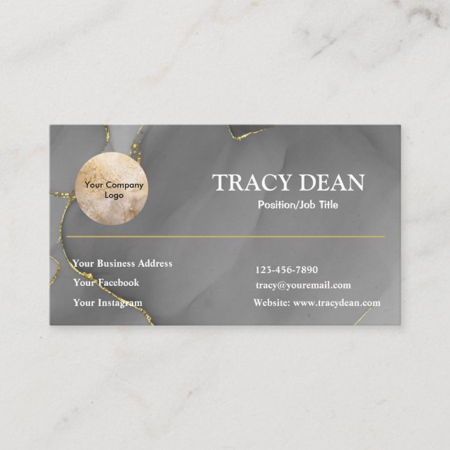 Tarjeta De Visita Personalizado profesional moderno negro y blanco (Anverso)