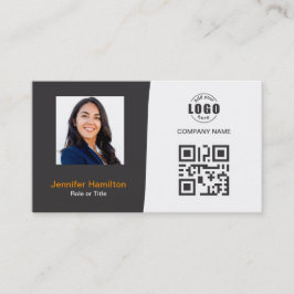 Tarjeta De Visita Personalizado profesional QRCode Foto Naranja gris