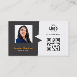 Tarjeta De Visita Personalizado profesional QRCode Foto Naranja gris
