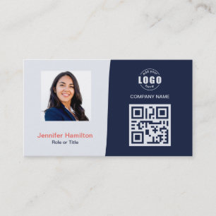 Tarjeta De Visita Personalizado profesional QRCode Foto Rojo azul os