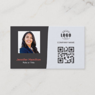 Tarjeta De Visita Personalizado profesional QRCode Foto Rojo gris