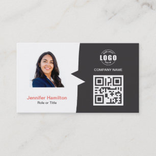 Tarjeta De Visita Personalizado profesional QRCode Foto Rojo gris