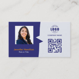 Tarjeta De Visita Personalizado profesional QRCode Photo Blue Naranj