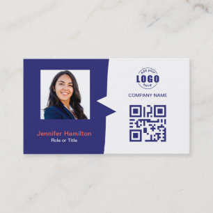 Tarjeta De Visita Personalizado profesional QRCode Photo Blue Red