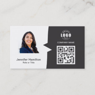 Tarjeta De Visita Personalizado profesional QRCode Photo Gray