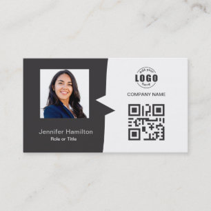 Tarjeta De Visita Personalizado profesional QRCode Photo Gray Busine