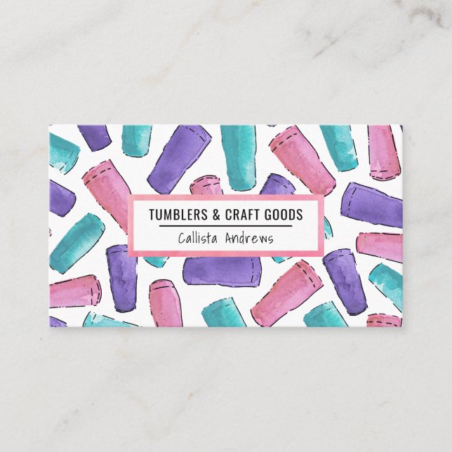 Tarjeta De Visita Personalizado Púrpura Púrpura Verde azulada Tumble (Anverso)