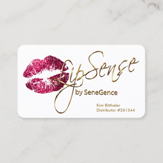 Tarjeta De Visita Personalizado - Purpurina rosado caliente y oro -  (Anverso)
